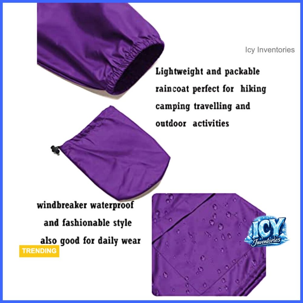 Waterproof Polyester Raincoat Packable Hooded Win… - image 5